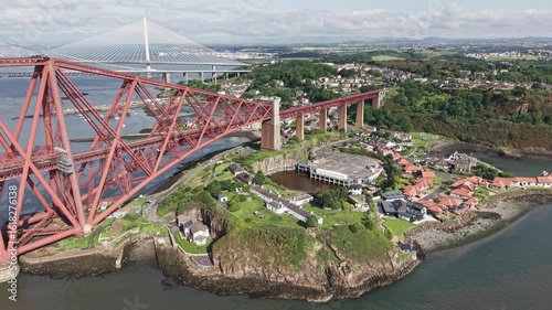 Aerial, North Queensferry and Forth Rail Bridge, Scotland