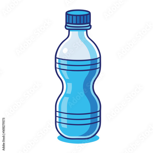 Blue water bottle with clear liquid and blue cap vector