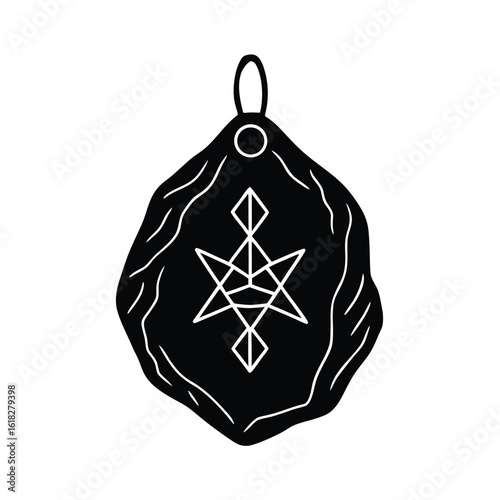 stone pendant rune engraved design