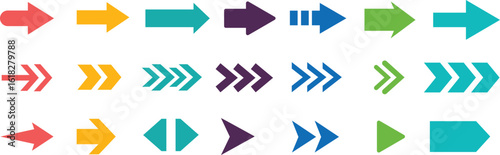 Colorful arrows set . Arrow set icon. Arrows big black set icons. Arrow cursor vector icon. Arrow icon. Arrow vector collection. Arrow. Cursor. Modern simple arrows. Vector illustration. EPS 10