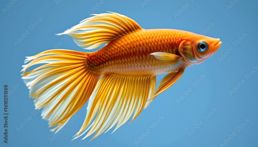 Fototapeta premium Vibrant Goldfish with Large Fins Aquarium