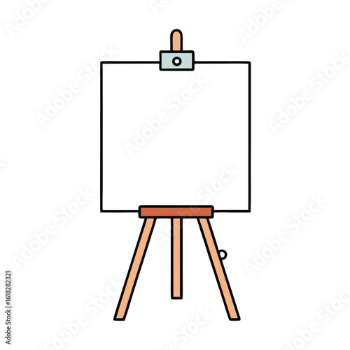 Simple easel with blank canvas and artist clip vector