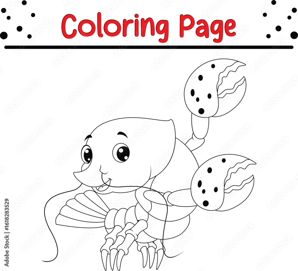 Obraz premium Lobster coloring page. Sea animal black and white for kids.