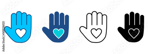 Charity Icon Set With Multiple Styles. Vector Illustration