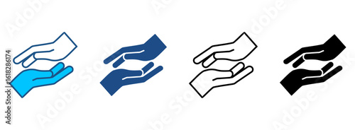 Helping Hand Icon Set With Multiple Styles. Vector Illustration
