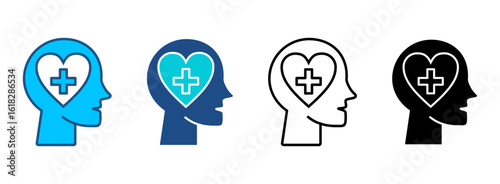 Mental Care Icon Set With Multiple Styles. Vector Illustration