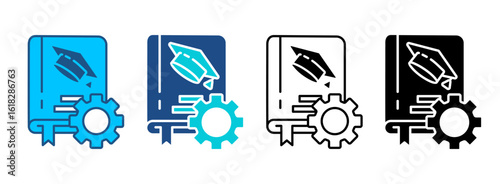 Learning Support Icon Set With Multiple Styles. Vector Illustration