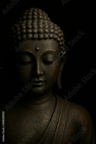 Wallpaper Mural Serene Buddha Statue in Darkness – Symbol of Inner Peace and Enlightenment. Torontodigital.ca