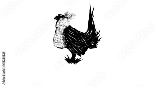 Greater sage-grouse, black isolated silhouette