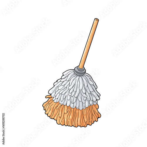 Simple hand-drawn illustration of a classic cleaning mop, a perfect icon for household chores, hygiene services, janitorial supplies, and cleaning tutorials.
