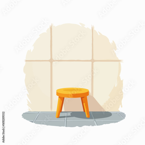 Shower stool beside wall with tile floor, functional and clean. Shower stool complements minimalist interior design, placed near tiled surface.
