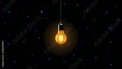 light bulb on black background, glowing light bulb