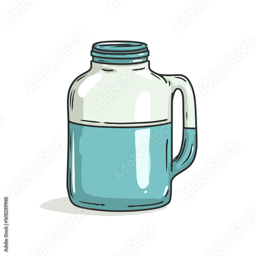 A simple hand-drawn illustration of a large plastic gallon jug half-filled with water, ideal for concepts of hydration, bulk storage, or daily essentials.
