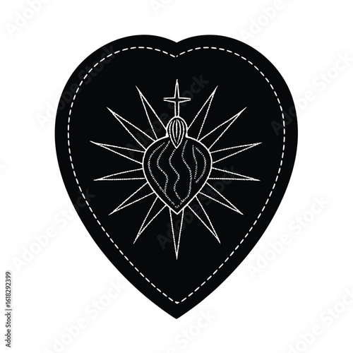 Sacred Heart Embroidered in Red and Gold