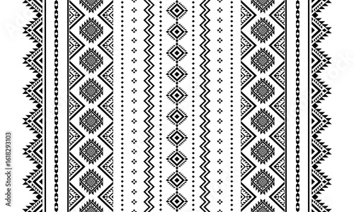 Aztec tribal geometric pattern ethnic Mexican style Traditional folk art design Black and White for textile, fabric, carpet, background, fashion