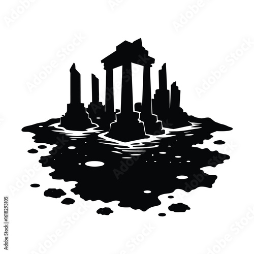 Abstract Tea Splotches in Sunken Ruins