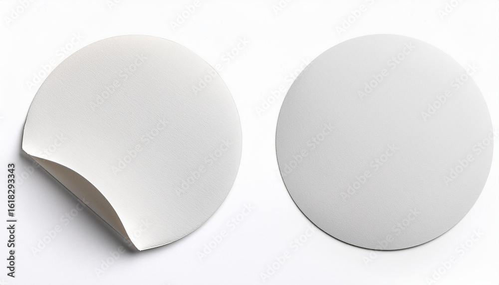blank white round paper sticker label isolated