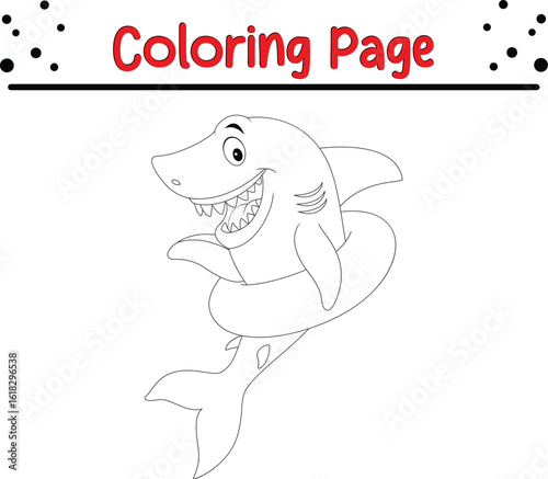 Shark sea animal coloring book page