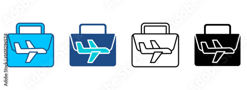 Business Trip Icon Set With Multiple Styles. Vector Illustration