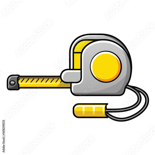Yellow and grey measuring tape tool vector