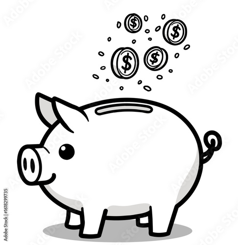 Piggy Bank with Flying Coins