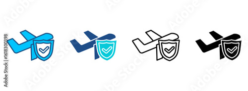 Travel Insurance Icon Set With Multiple Styles. Vector Illustration