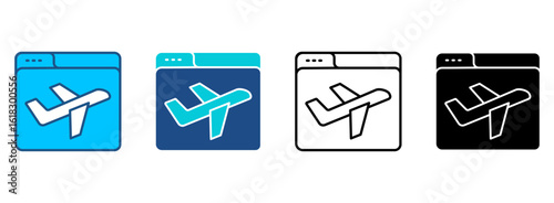 Travel Website Icon Set With Multiple Styles. Vector Illustration