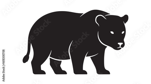 Black panther silhouette animal mascot logo design