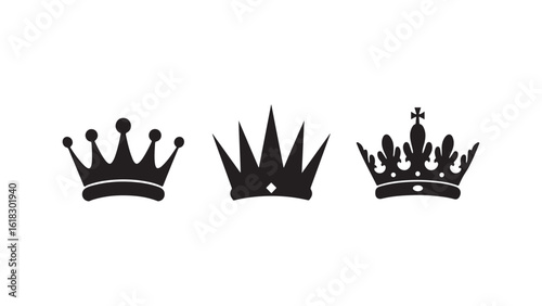 Crown icons set, regal symbols, royalty, monarch, regal