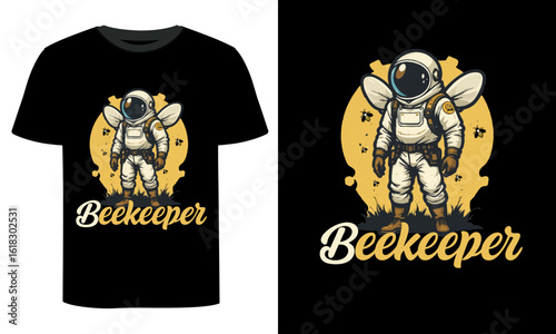 Creative beekeeper t shirt design with honeycomb and bee elements