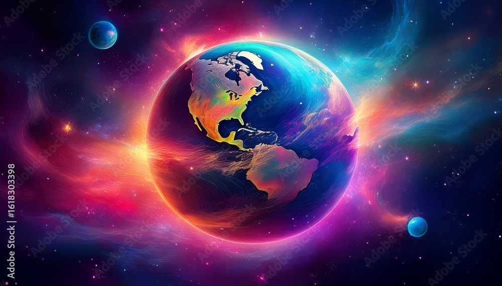 Obraz premium vibrant earth in space a colorful cosmic view