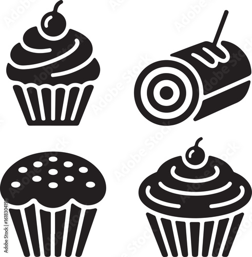 Sweet treats with cherry and sprinkles cupcake frosting