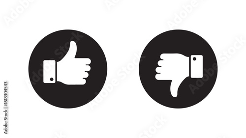 Like dislike icons thumbs up down circle buttons
