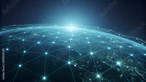 Global Network Connections Overlaying Earth from Space with Bright technology background new latest web ai background futuristic hud cyber security neural network data tech download ai background