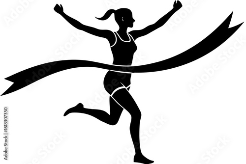 Runner Finishing Line Silhouette: Victory & Achievement