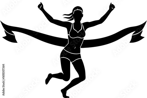 Runner Finishing Line Silhouette: Victory & Achievement