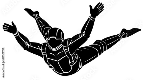 Freefalling Skydiver Silhouette: Adventure & Extreme Sport
