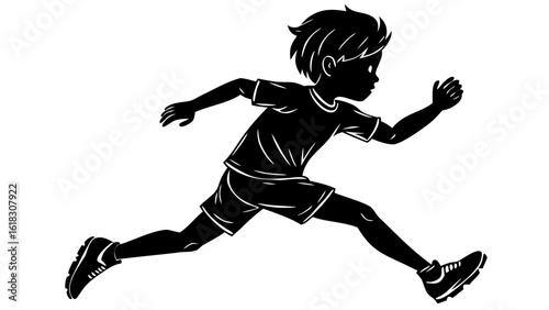 Running Boy Silhouette: Childhood Activity & Motion