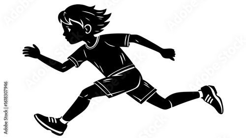 Running Boy Silhouette: Childhood Activity & Motion