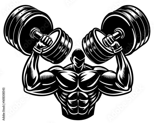Lifting Dumbbell Silhouette: Strength Training & Fitness