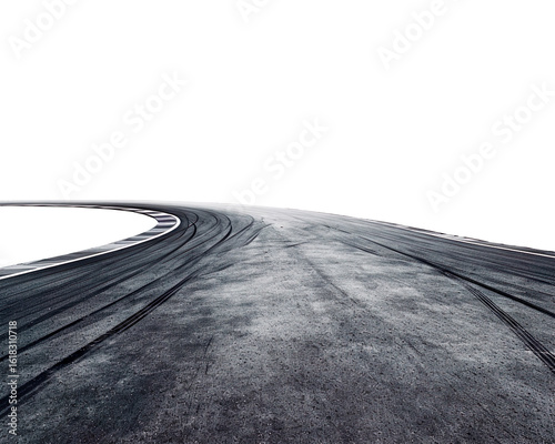 Race track with sharp curves, cut out