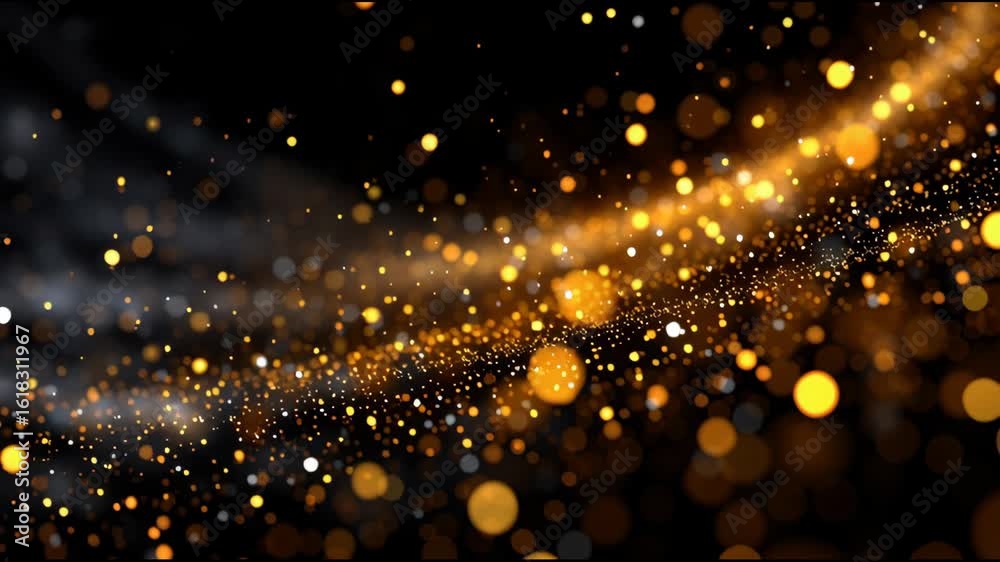 A black and gold background with a lot of gold sparkles. The sparkles are scattered all over the background, creating a sense of movement and energy. The gold color gives the image a luxurious