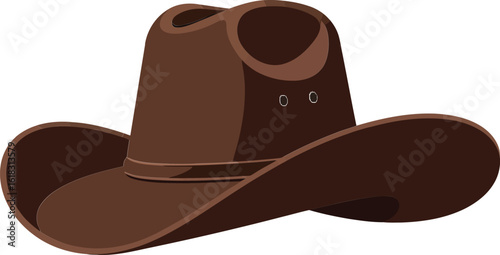 Brown cowboy hat western style headwear accessory isolated on white background vector illustration