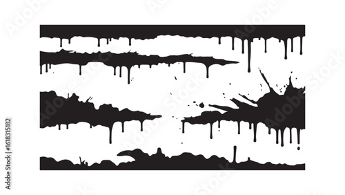 Abstract drip pattern, black and white, modern art style