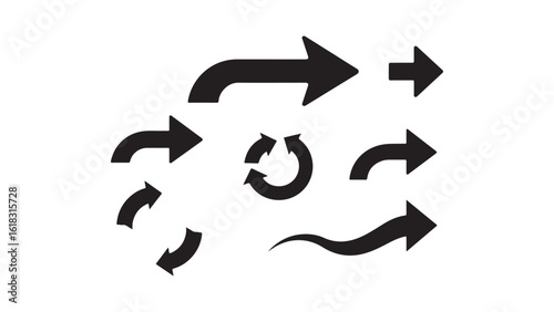 Arrow icons set, direction indicators, movement signs