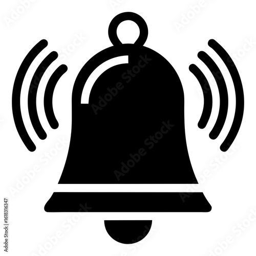 Ringing bell notification alert sound silhouette vector illustration