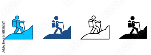 Hiking Icon Set With Multiple Styles. Vector Illustration