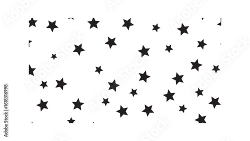Black stars scattered on white background, cosmic pattern