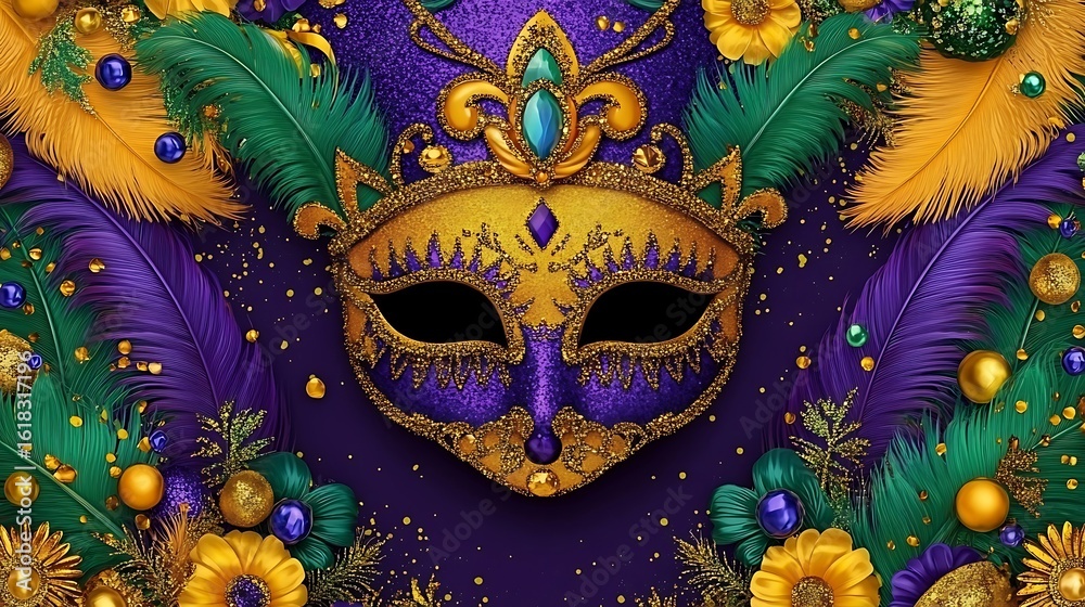 custom made wallpaper toronto digitalA glamorous carnival mask surrounded by festive decorations.