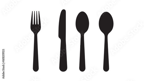 Fork knife spoon cutlery set flat style dining tableware